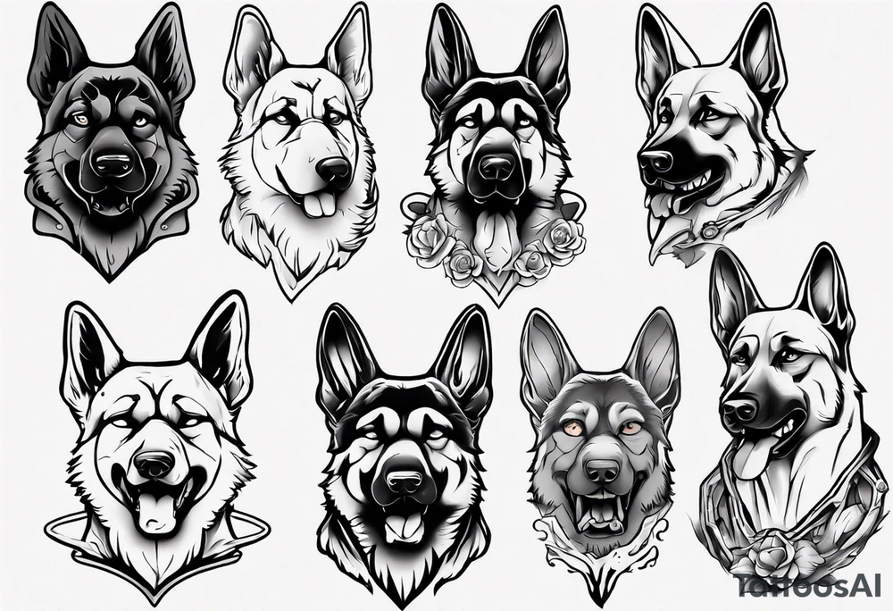 Angry German shepherd dog tattoo idea