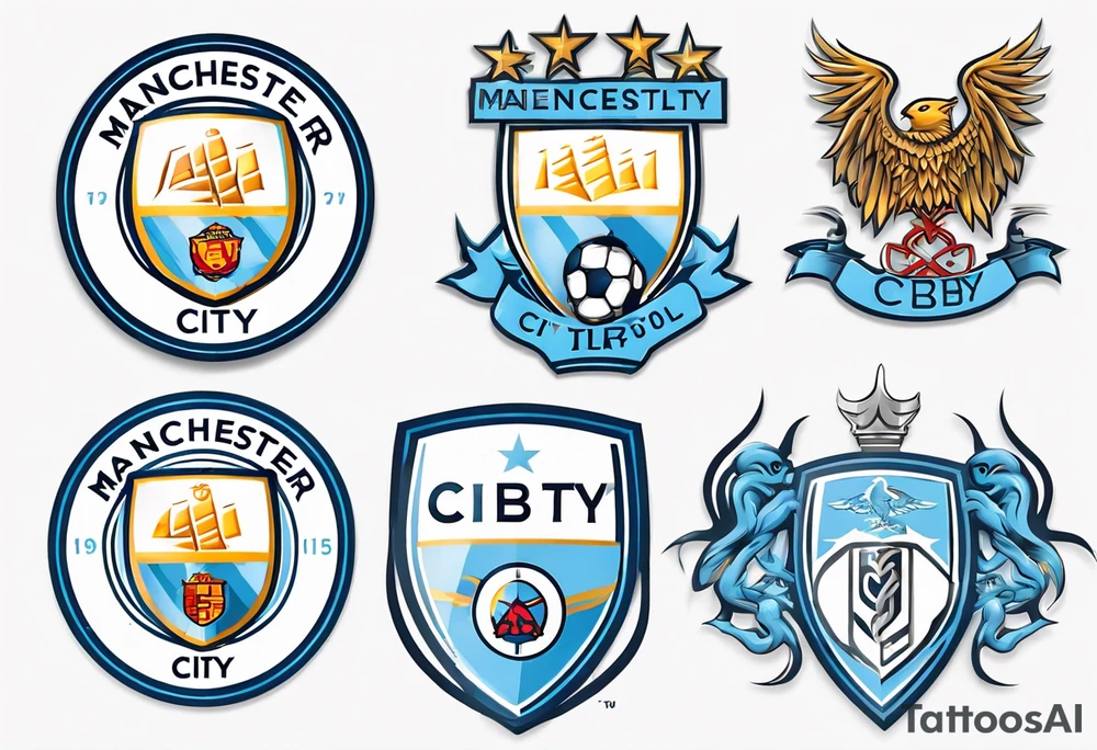 modified Manchester City football club logo or crest with creative background tattoo idea