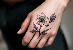 large daffodil with holly tattoo idea