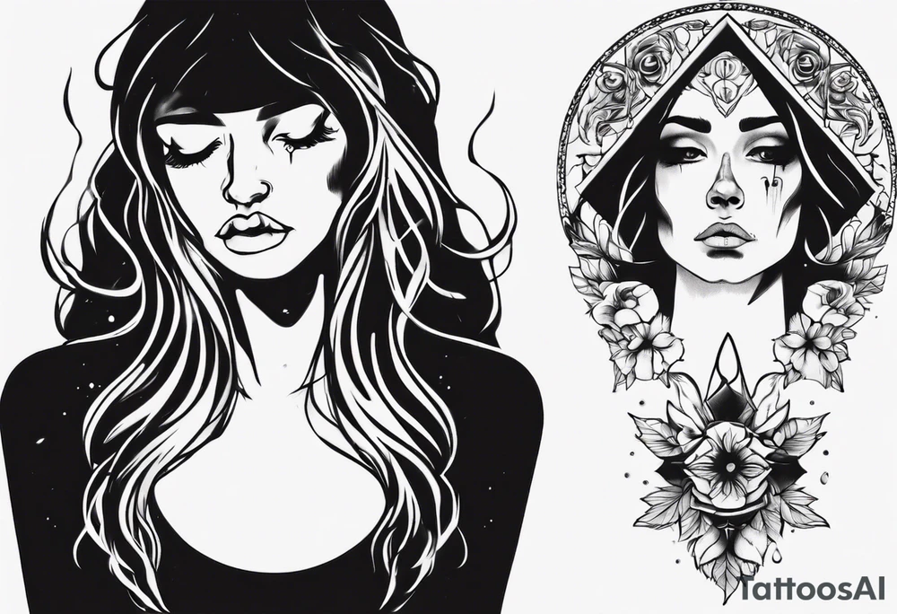 sad woman tattoo idea