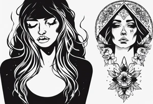 sad woman tattoo idea