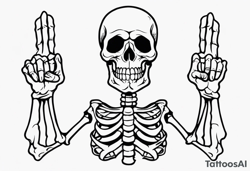 Skeleton holding up 3 fingers tattoo idea