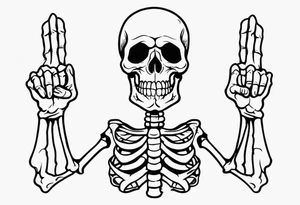 Skeleton holding up 3 fingers tattoo idea