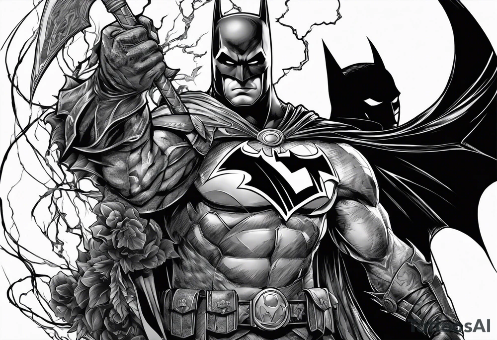 Batman and gone having a faceoff with lightning around it tattoo idea Batman and gone having a faceoff with lightning around it tattoo idea