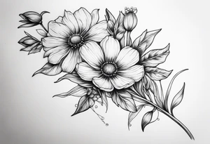 small long stem wildflowers tattoo idea