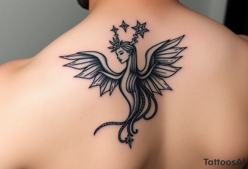 Aquarius theme mysterious elegant and feminine small tattoo idea