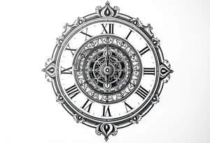 vintage roman numerals within ornate clockwork mechanism tattoo idea
