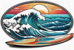 Surfboard with a wave inside it tattoo idea