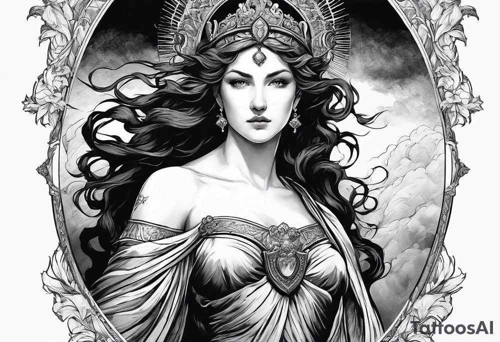 nemesis, the goddess of vengeance with blood tattoo idea
