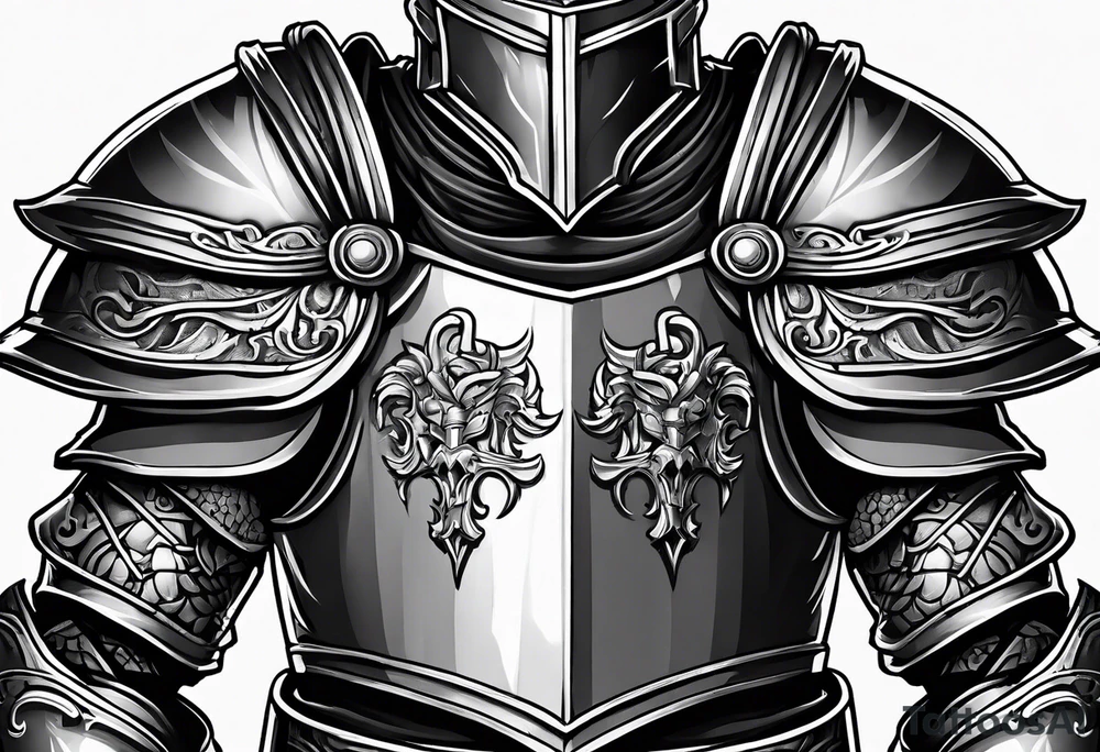 knight upper body heavy armor tattoo idea