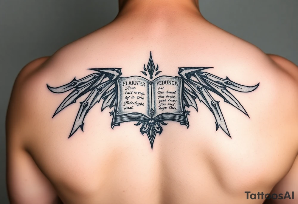 Dark romance and fantasy book themed tattoo idea