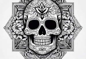 gexagon patern sugar skull tattoo idea