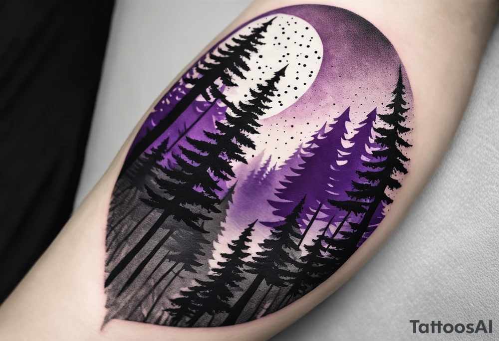 forest, abstract, on hand, no people, purple and black, full, no borders tattoo idea
