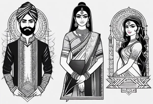 My name is karan and my wife name is kiran i want tattoo single tattoo with both characters tattoo idea