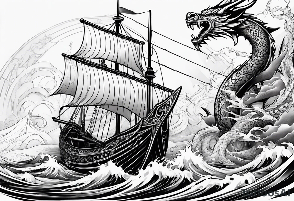 Valhalla viking boat dragon tattoo idea