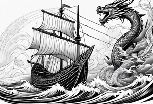 Valhalla viking boat dragon tattoo idea