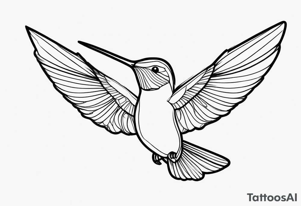 Hummingbird fine line tattoo idea