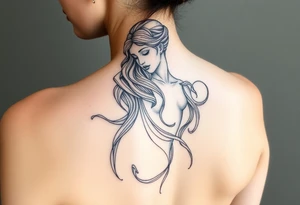 A hyper-realistic depiction of a divine figure like Aphrodite or a moon goddess. tattoo idea