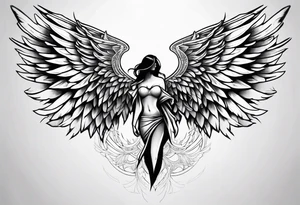 half angel half death wings open tattoo idea
