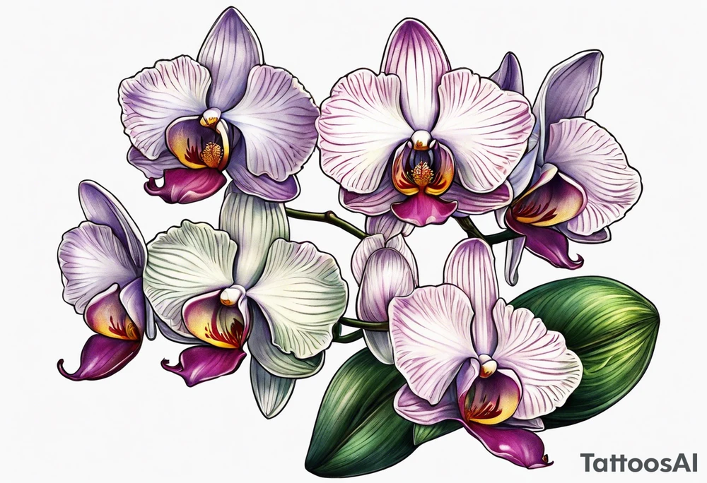 Small orchids on stem tattoo idea