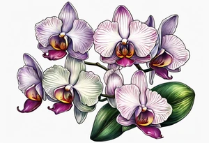 Small orchids on stem tattoo idea