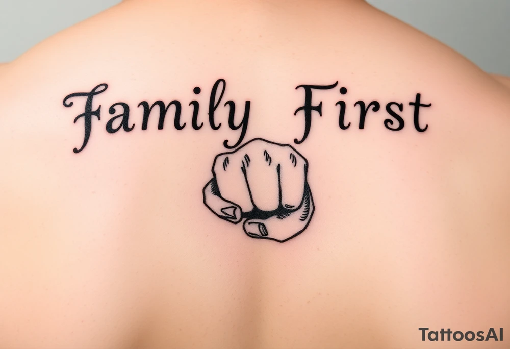 “family first”, semicolon, cancer astrological sign, closed fist tattoo idea