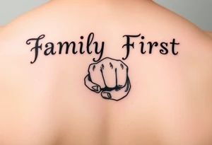 “family first”, semicolon, cancer astrological sign, closed fist tattoo idea