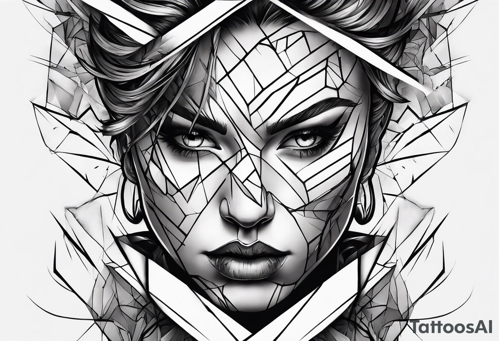 extreme fragmented twisted tissue anger pain on elbow tattoo idea