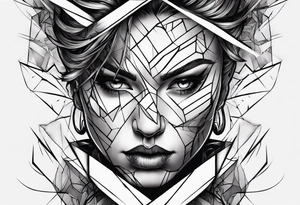 extreme fragmented twisted tissue anger pain on elbow tattoo idea