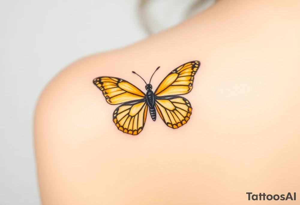 yellow butterfly tattoo idea