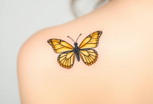 yellow butterfly tattoo idea
