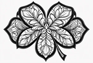 A black heart shaped 5 leaf clover tattoo idea