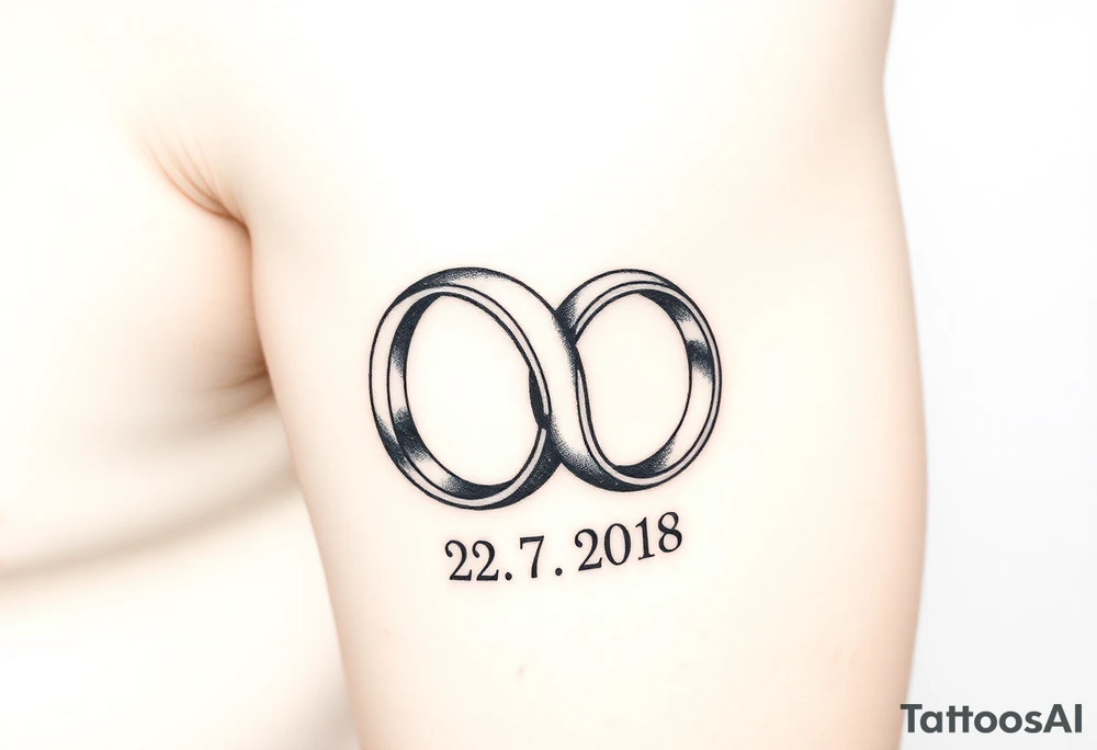 two wedding rings with date 22. 7. 2018 tattoo idea
