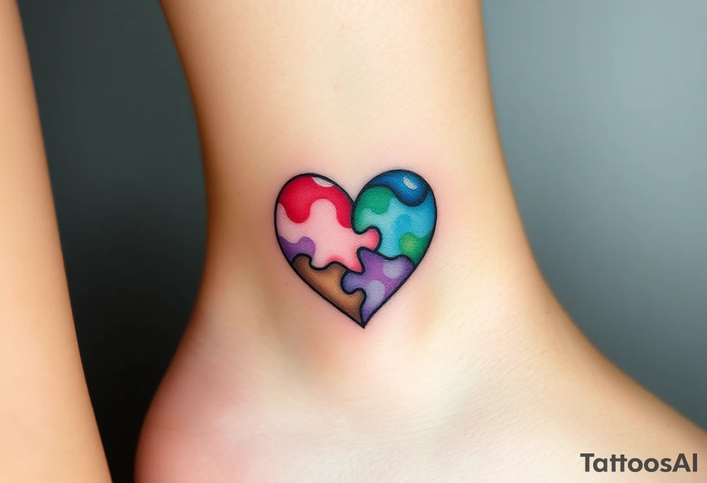 autism heart puzzle shape symbol tattoo idea