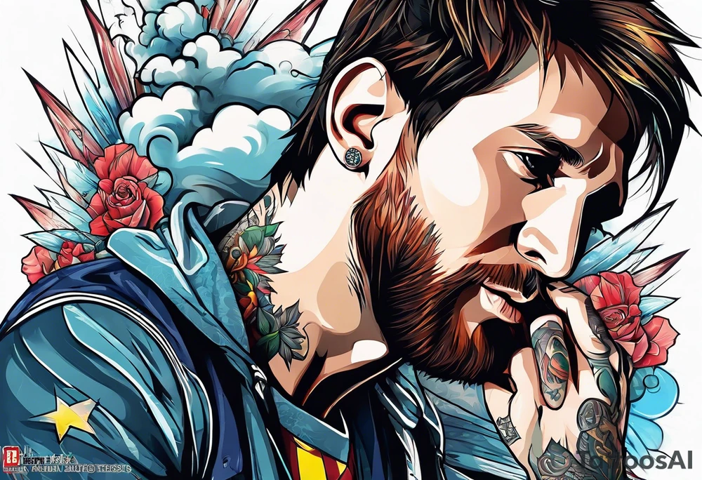 messi smoking a joint tattoo idea