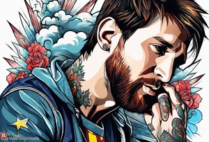 messi smoking a joint tattoo idea