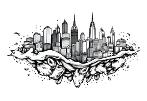 city under water theme tattoo idea