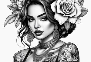 Chicano girl and skull tattoo idea