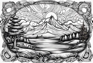 Landscape front upper neck tattoo that's appear to be ejecting from the skin, symbolizing the freedom from censorship. tattoo idea