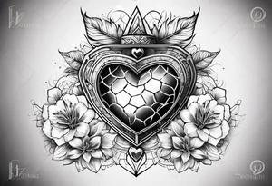 chest tattoo hexagon heart tattoo idea