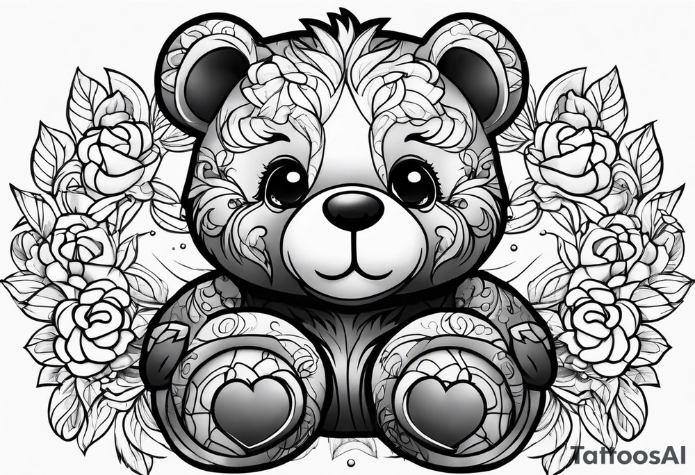 cute teddy bear tattoo idea