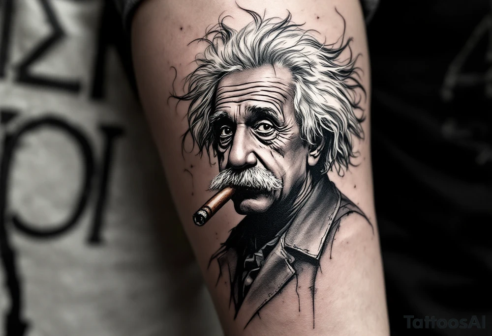 Albert einstein smoking a cigar tattoo idea