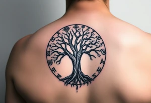 tree of life with circle of runes tattoo idea