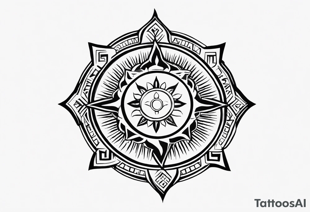 Filipino sun, Filipino Polynesian style, surname Reyes Espina, not vulgar, family crest round shape that looks good on a wrist or bicep, not traditional American tribal, family, love tattoo idea