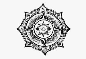 Filipino sun, Filipino Polynesian style, surname Reyes Espina, not vulgar, family crest round shape that looks good on a wrist or bicep, not traditional American tribal, family, love tattoo idea