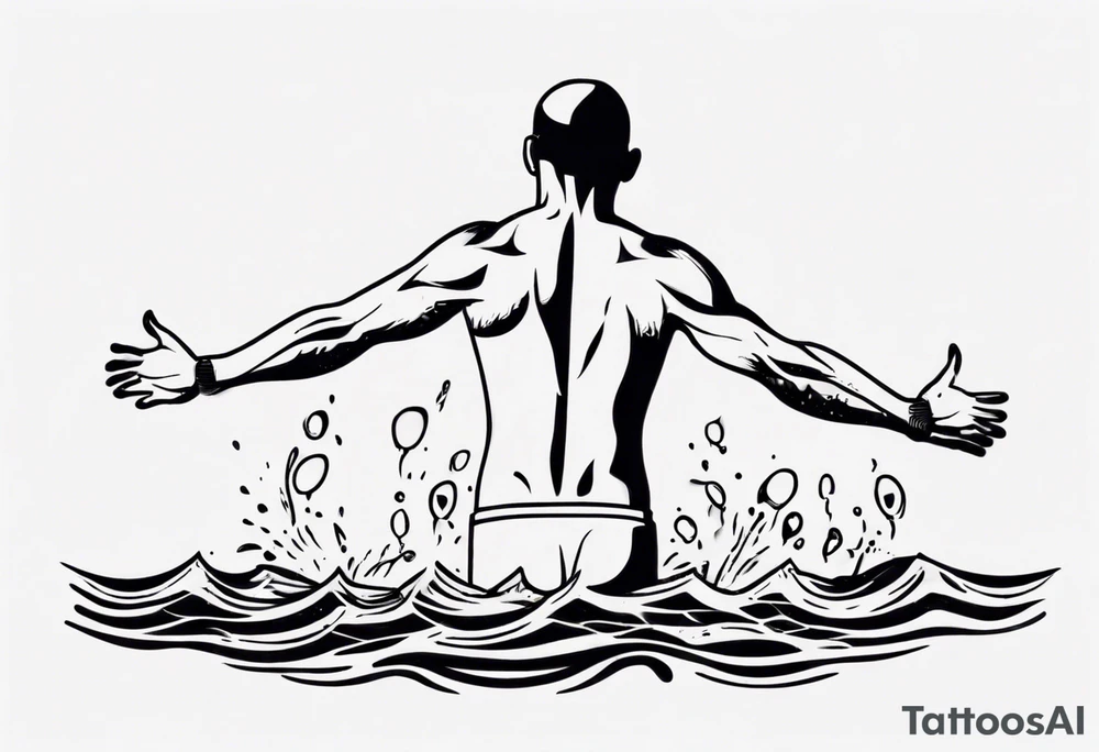 man swimming, no details tattoo idea