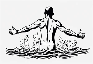 man swimming, no details tattoo idea
