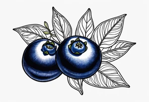 3 blueberries with a single leaf tattoo idea