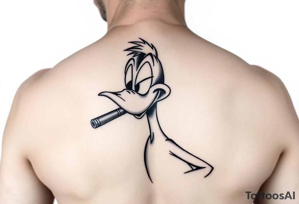 Older Daffy duck smoking a cigar tattoo idea