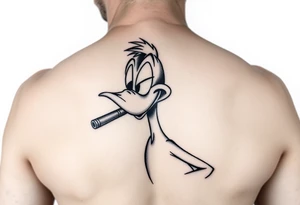 Older Daffy duck smoking a cigar tattoo idea